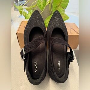 Vivaia black metallic Maria flats